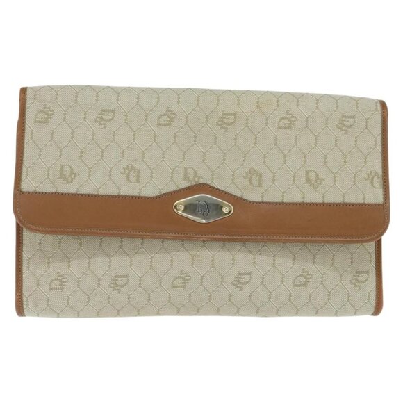 Christian Dior Honeycomb Canvas Chain Shoulder Bag Beige Auth bs30461 - Picture 3 of 16